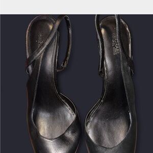 Michael Kors Black Leather Slingback Mules